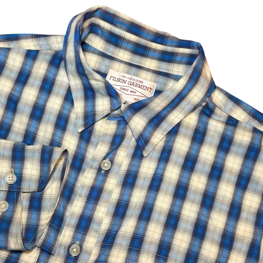 Filson Twin Lakes Sport Shirt‎ Mens S Blue Plaid Long Sleeve Outdoor Button Up